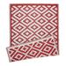 Contemporary Home Living 4 x 6 Mesa Pattern Rectangular Outdoor Area Throw Rug - Red and White