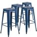 Flash Furniture 4 Pk. 30 High Backless Distressed Antique Blue Metal Indoor-Outdoor Barstool
