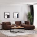 Multi Color Sectional - Latitude Run® Sparling Faux Leather 3 Seater Sofa w/ Chaise Lounge Faux Leather | 26 H x 85 W x 65.5 D in | Wayfair