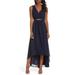 Embellished High/Low Chiffon Dress - Blue - Eliza J Dresses