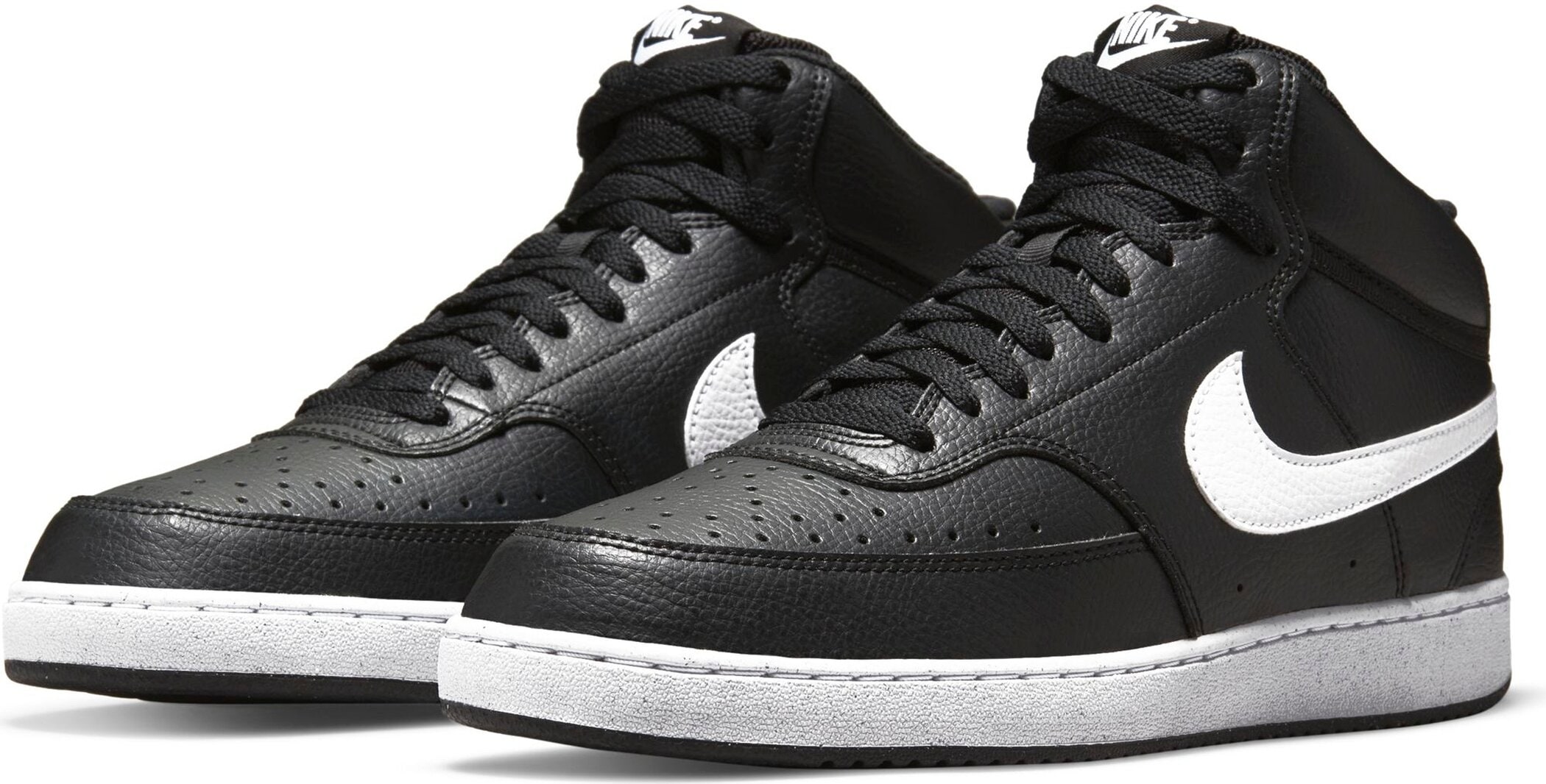 Sneaker NIKE SPORTSWEAR "COURT VISION MID NEXT NATURE", Herren, Gr. 46, schwarz-weiß (schwarz, weiß), Synthetik, Schuhe Sneaker, inspiriert vom Design des Nike Air Jordan
