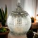 Enchanted Silver Glass Lantern with LED - Handcrafted Elegance, Sparkling Accent Light