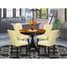 East West Furniture Kitchen Table Set- A Round Dining Table and Parsons Chairs, Black & Cherry(Upholstered & Pieces Options)