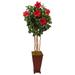 5' Hibiscus Tree in Decorated Wooden Planter