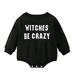 Infant Toddler Baby Boy Halloween Outfit Witches Be Crazy Sweatshirt Oversized Onesie Bubble Romper Sweater Clothes