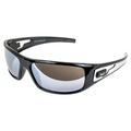 Global Vision Rogue Wraparound Motorcycle Safety Sunglasses for Men or Women Z87.1 Rating Black Frame w/ Silver Accent & Flash Mirror Lens