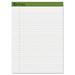 Earthwise By Ampad Recycled Writing Pad Wide/legal Rule Politex Sand Headband 40 White 8.5 X 11.75 Sheets 4/pack | Bundle of 10 Packs