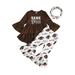 Canrulo 3Pcs Toddler Baby Girl Football Clothes Long Sleeve Tunic Dress Tops Flared Pants Scarf Outfits Khaki 4-5 Years