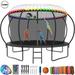 YORIN Trampoline for 5-6 Kids 12 FT Trampoline for Adults with Enclosure Net Basketball Hoop Ladder 1200LBS Outdoor Recreational Trampoline Heavy Duty Trampoline with Light Sprinkler Socks