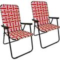 Web Chair â€“ Lightweight & Portable â€“ Retro Style Lawn Chair â€“ High Back Design - Outdoor Chair for Backyard Camping Sporting Events Concerts Football Games â€“ Easy Folding (Red) 2 Pack