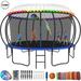 YORIN Trampoline for 8-9 Kids 15 FT Trampoline for Adults with Enclosure Net Basketball Hoop Ladder 1500LBS Outdoor Recreational Trampoline Heavy Duty Trampoline with Light Sprinkler Socks