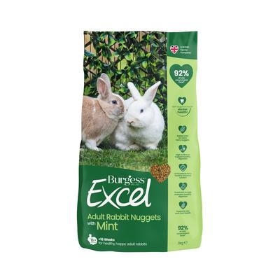 3kg Rabbit Nuggets with Mint Burgess Excel Rabbit Food