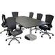 8' x 4' Charcoal Rectangular Table w/Chrome Bases and 6 Gray Linen Chairs - Conference