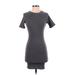 Trafaluc by Zara Casual Dress - Bodycon Crew Neck Short sleeves: Gray Print Dresses - Women's Size Small