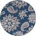 Transitional Area Rug (7 10 Round) Floral Navy Cream Indoor Round Easy to Clean