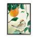 Stupell Industries Bird Perched Orange Fruit Tree Branch Leaves Painting Black Framed Art Print Wall Art Design by Robin Maria