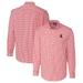 Men's Cutter & Buck Crimson Alabama Tide Easy Care Stretch Gingham Long Sleeve Button-Down Shirt