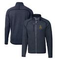 Men's Cutter & Buck Heather Navy Northern Arizona Lumberjacks Mainsail Sweater-Knit Full-Zip Jacket