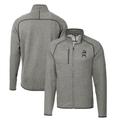 Men's Cutter & Buck Heather Gray Utah State Aggies Mainsail Sweater-Knit Full-Zip Jacket