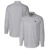 Men's Cutter & Buck Charcoal Michigan Wolverines Vault Stretch Oxford Stripe Long Sleeve Button-Down Shirt