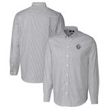 Men's Cutter & Buck Charcoal Penn State Nittany Lions Vault Stretch Oxford Stripe Long Sleeve Button-Down Shirt