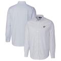 Men's Cutter & Buck Light Blue West Virginia Mountaineers Vault Stretch Oxford Stripe Long Sleeve Button-Down Shirt