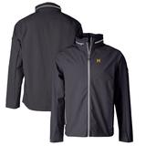 Men's Cutter & Buck Graphite Michigan Wolverines Vapor Water Repellent Stretch Full-Zip Rain Jacket