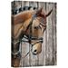 wall26 Canvas Print Wall Art Close Up Animal Horse Portrait Wood Panels Nature Wilderness Illustrations Modern Art Bohemian Scenic Relax/Calm Multicolor for Living Room Bedroom Office - 32 x48