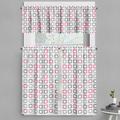 Ambesonne Geometric Valance & Curtain Square Frames Image 55 x45 Pink White Grey