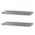 PIPE DECOR Solid Wood Wall Shelves 24 L x 7.5 D Premium Rustic Pine Riverstone Grey Finish Set of 2