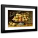 Manner of Fede Galizia 14x11 Black Modern Framed Museum Art Print Titled - Still Life with Apples on a Majolica Tazza Together with Medlars and White Currants