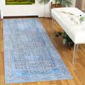 Modern Oriental Bohemian Power-Loomed Indoor Area Rug or Runner 2 6 X 7 6 Azure by Blue Nile Mills