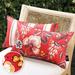 Phantoscope Outdoor Waterproof Floral Printed Decorative Throw Pillow Cover for Patio Garden Red 12x20 Inch Pack of 2