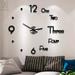 GustaveDesign Frameless Large 3D DIY Wall Clock Modern Design Creative Mute Wall Clock for Home Office Decor Mirror Surface Clock Sticker (Black)