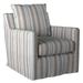 Sunset Trading Seaside Fabric Slipcovered Swivel Chair in Brown/Blue Striped
