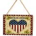 July 4th Wooden Patriotic Wall Decoration Love Heart Farmhouse Front Door Art Decoration Sign For Front Door/Kitchen/Porch 10.24*7.09 Inch