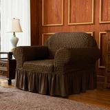 Subrtex 1-Piece Seersucker Sofa Slipcover Skirt Stretch Couch Cover (Armchair Chocolate)