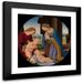 Lorenzo di Credi 15x15 Black Modern Framed Museum Art Print Titled - Madonna Adoring the Child with the Infant Saint John the Baptist and an Angel (Early 1490s)