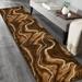 HR Mocha Brown and Beige Modern Contemporary Abstract Area Rugs Marble Pattern 2 x 7 Runner