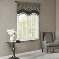 Madison Park Faux Silk Paisley Jacquard Rod Pocket Curtain with Privacy Lining for Living Room Kitchen Bedroom and Dorm 50 in x 18 in Black Bead Trim
