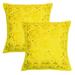 Stylo Culture Ethnic Settee Sofa Throw Pillow Covers 16 x 16 Hand Embroidered Yellow Boho 40cm x 40cm Home Decor Cotton Mirrored Square Cushion Covers | Set Of 2