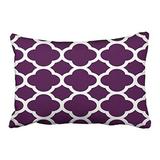 WinHome Decorative Dark Purple and White Moroccan Quatrefoil Pillows Personalized Throw Pillow Case Decor Cushion Covers Stripes Size 20x30 inches Two Side