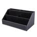 Home Office Wooden Struction Leather Multi-function Desk Stationery Organizer Storage Box Pen/Pencil Cell phone Business Name Cards Note Paper Remote Control Holder(black)