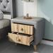 Upholstered Wooden Nightstand with 2 Drawers, 20.5"L x 16.1"W x 22.2"H