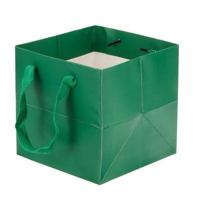 16x16x16cm Paper Bag with Handle, 12 Pack Bouquet Packaging Bag, Dark Green - Dark Green