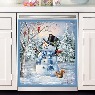 Winter Snowman Kitchen Dishwasher Magnet - Standard