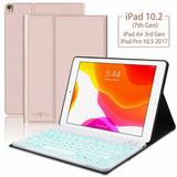IPad 10.2 inch 2021 9th Gen/2020 8th Gen/ Keyboard Case iPad Pro 10.5 inch Rose gold+Colorful Keyboard Backlight Waterproof Keyboard Colorful ipad 10.2 case(Pink)