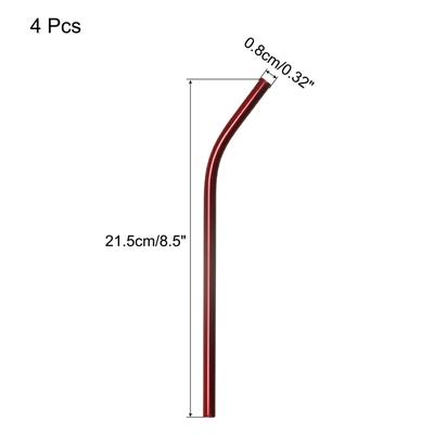 Reusable Metal Straw 4pcs, 8.27" Stainless Steel Bent Drinking Straws