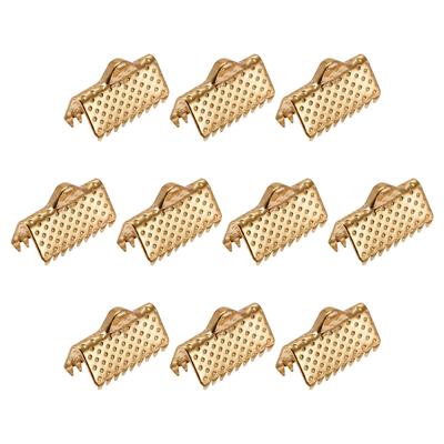 160Pcs Ribbon Crimp Clamp Ends 10mm Cord End Clasp for DIY Craft Light Golden - Light Golden