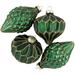 4ct Green Gold Glitter Onion Finial Glass Christmas Ornaments 4.75"